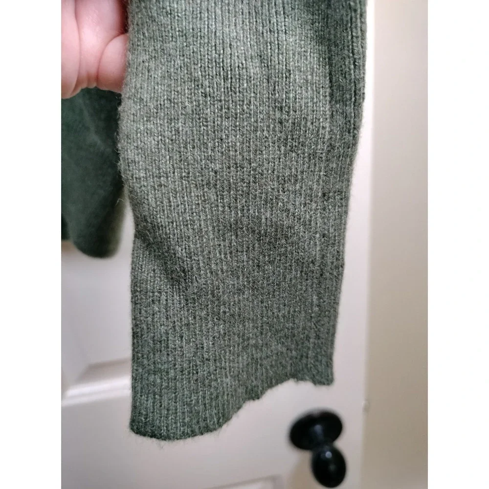 J. Crew Collection Italian Cashmere V-Neck Sweater XL Green Kangaroo Pocket Pouc